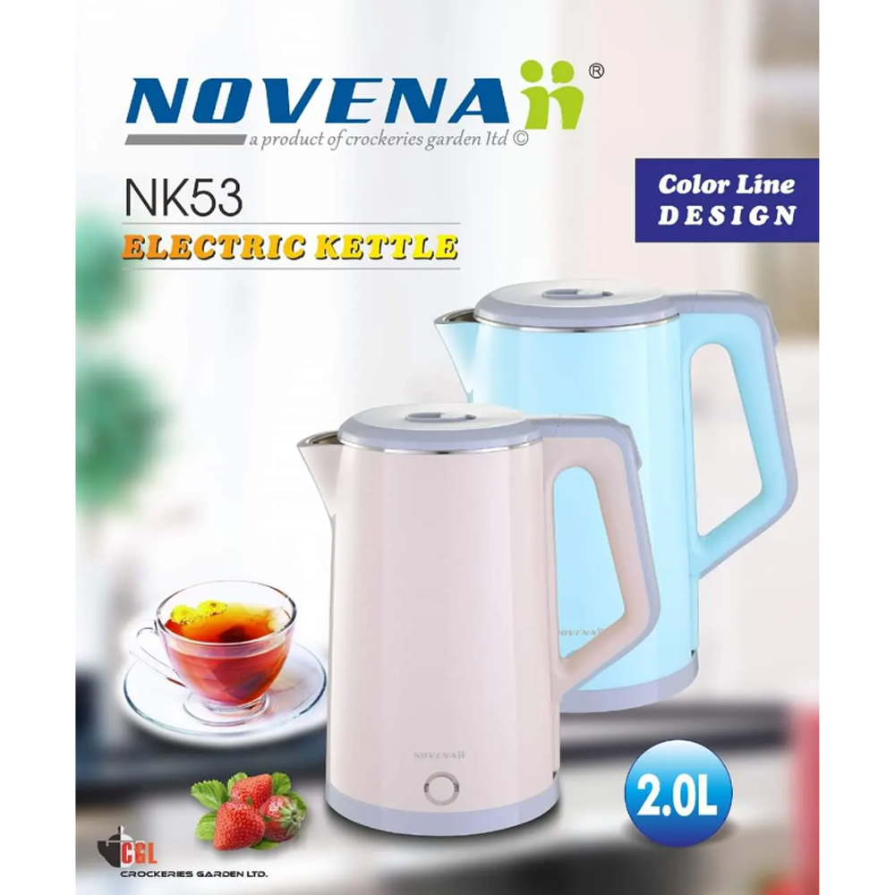 Novena NK53 Stainless Steel Electric Kettle - 2 Liter - Multicolor