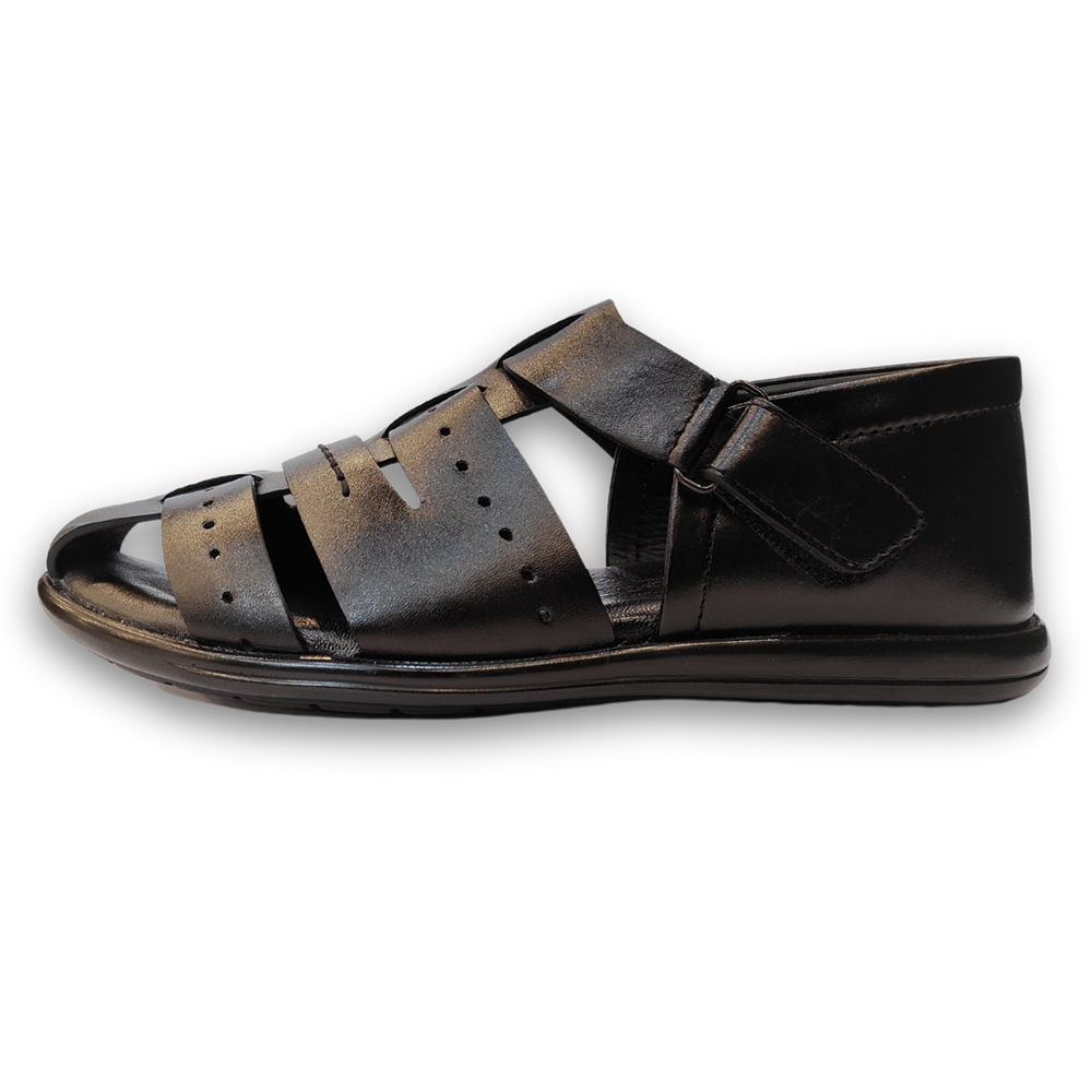 Reno Leather Sandal For Men - Black - RS7098