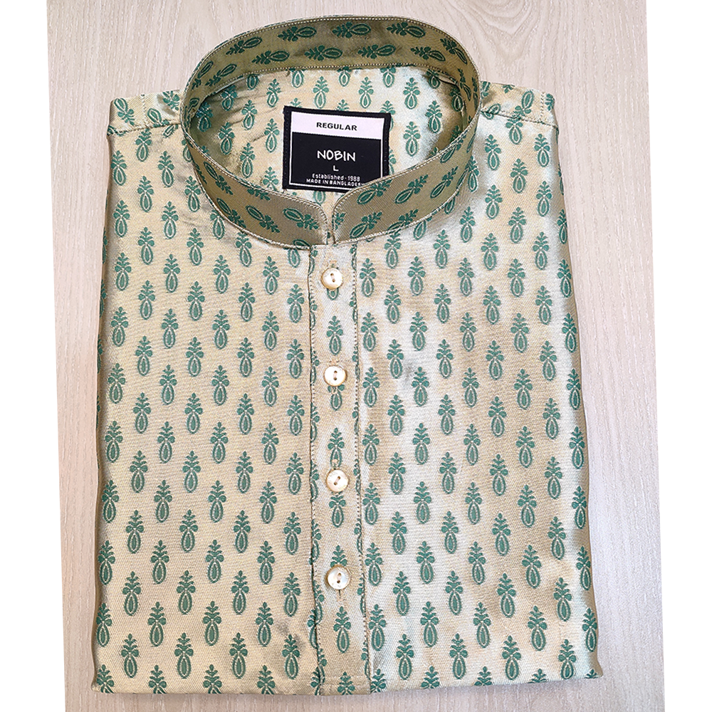 Nobin Indian Katan Panjabi For Men - Green - 130k