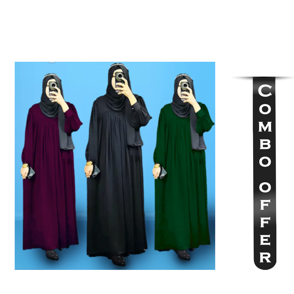 Combo of Dubai Cherry Kuchi Body Pocket Borkha and Abaya for Women - B-635