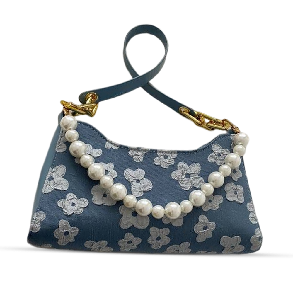 Polyester Hand Bags For Women - Navy Blue - S287