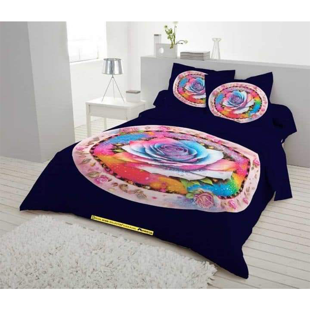 Panel Cotton King Size Bedsheet With Pillow Cover - Multicolor - ST-351