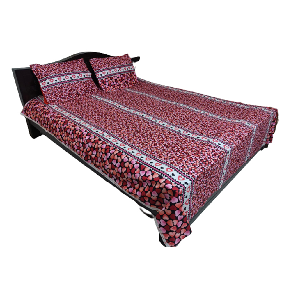 Twill Cotton King Size Bedsheet With 2 Pillow Covers - Multicolor - BT-184