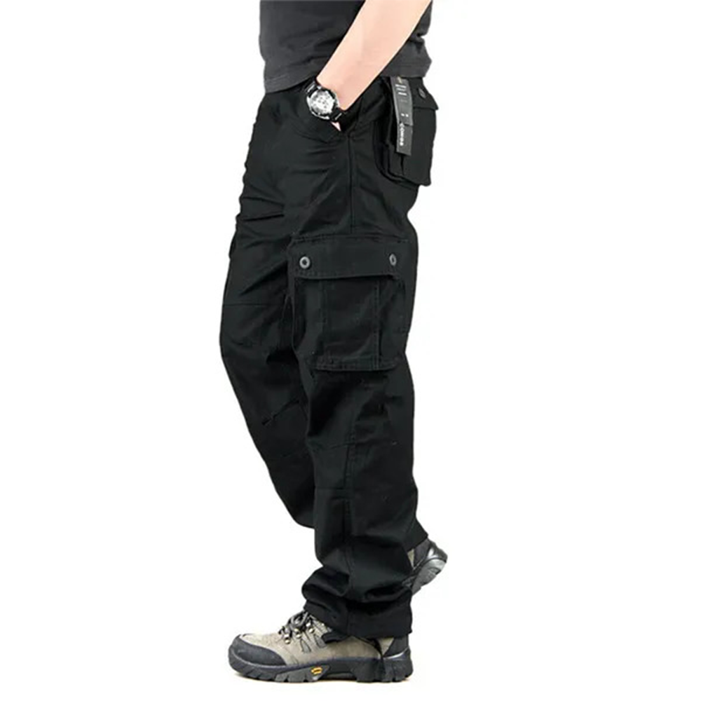 Twill Cotton Cargo Mobile Pant For Men - Black - NH&B004