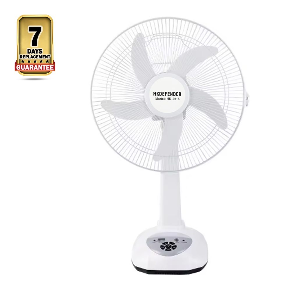 HK Defender 2916 China Fittings Rechargeable Fan - 16 Inch - White