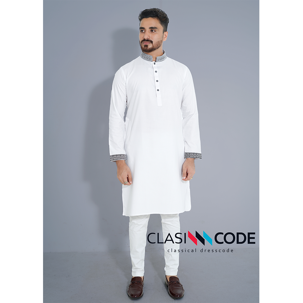 Premium Panjabi For Men - White - 2530