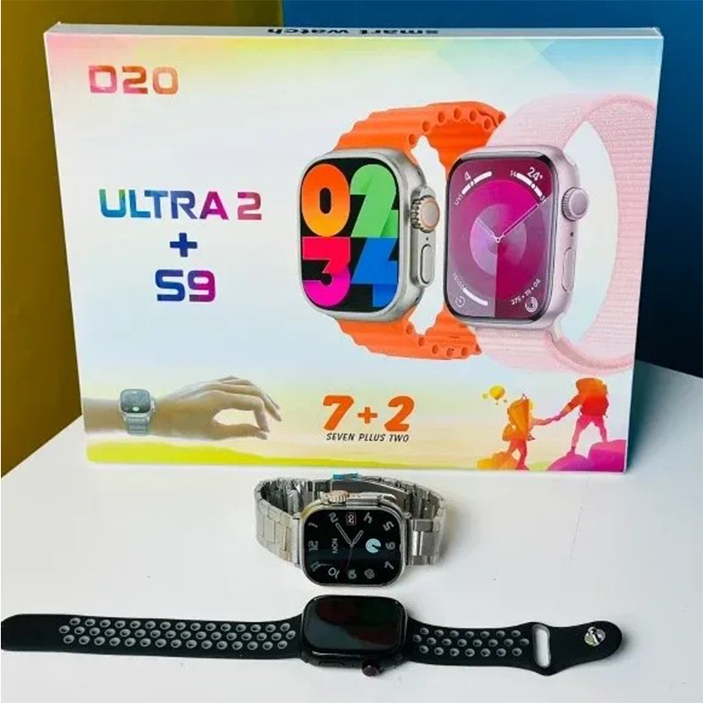 D20 Ultra 2 Plus S9· Smart Watch - Multicolor with 7 Straps