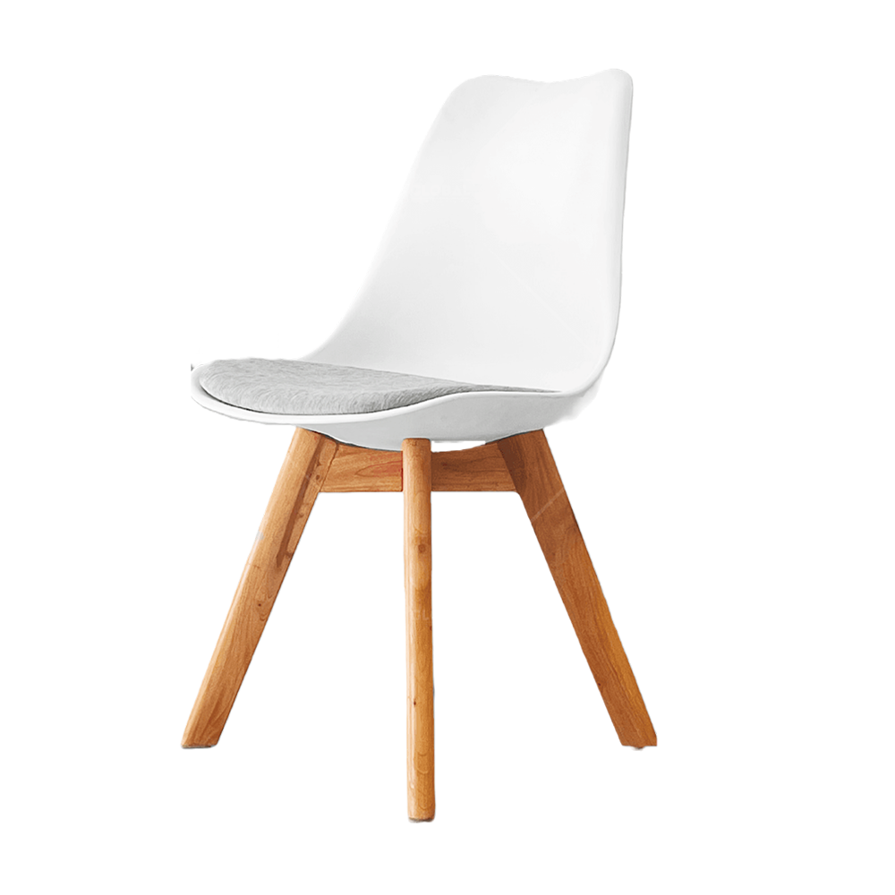 Plastic and Wood Restaurant Chair - White