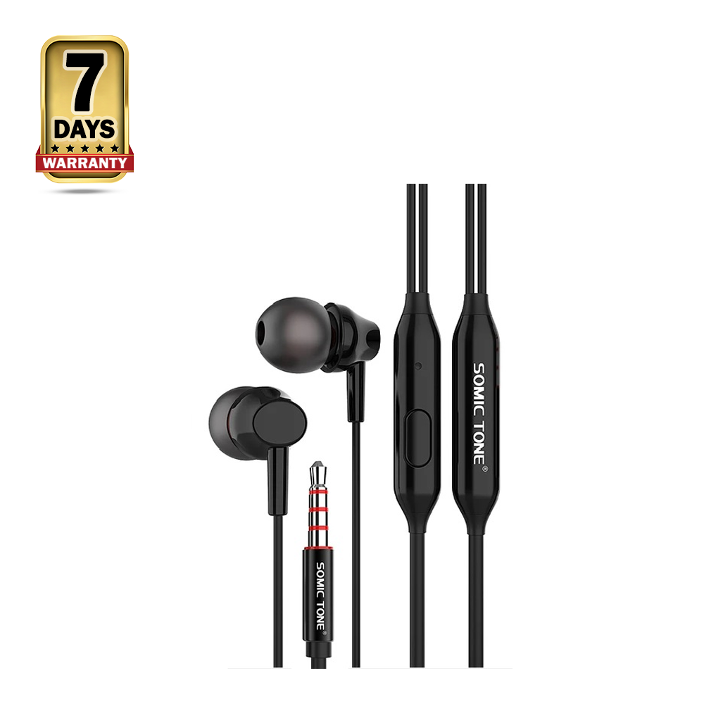 D14 Super Bass Stereo Earphone With Microphone - Black