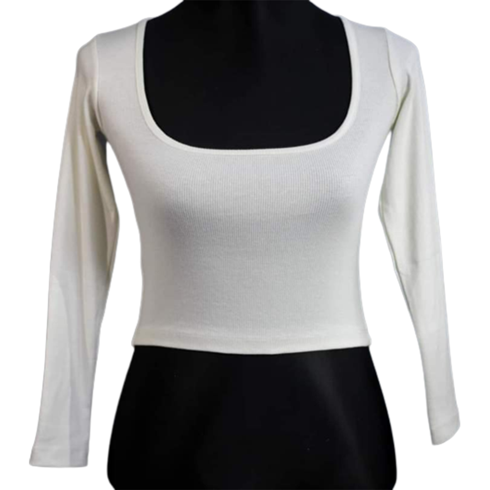 Cotton Crop Tops Full Sleeve Blouse For Women - White - TP-21