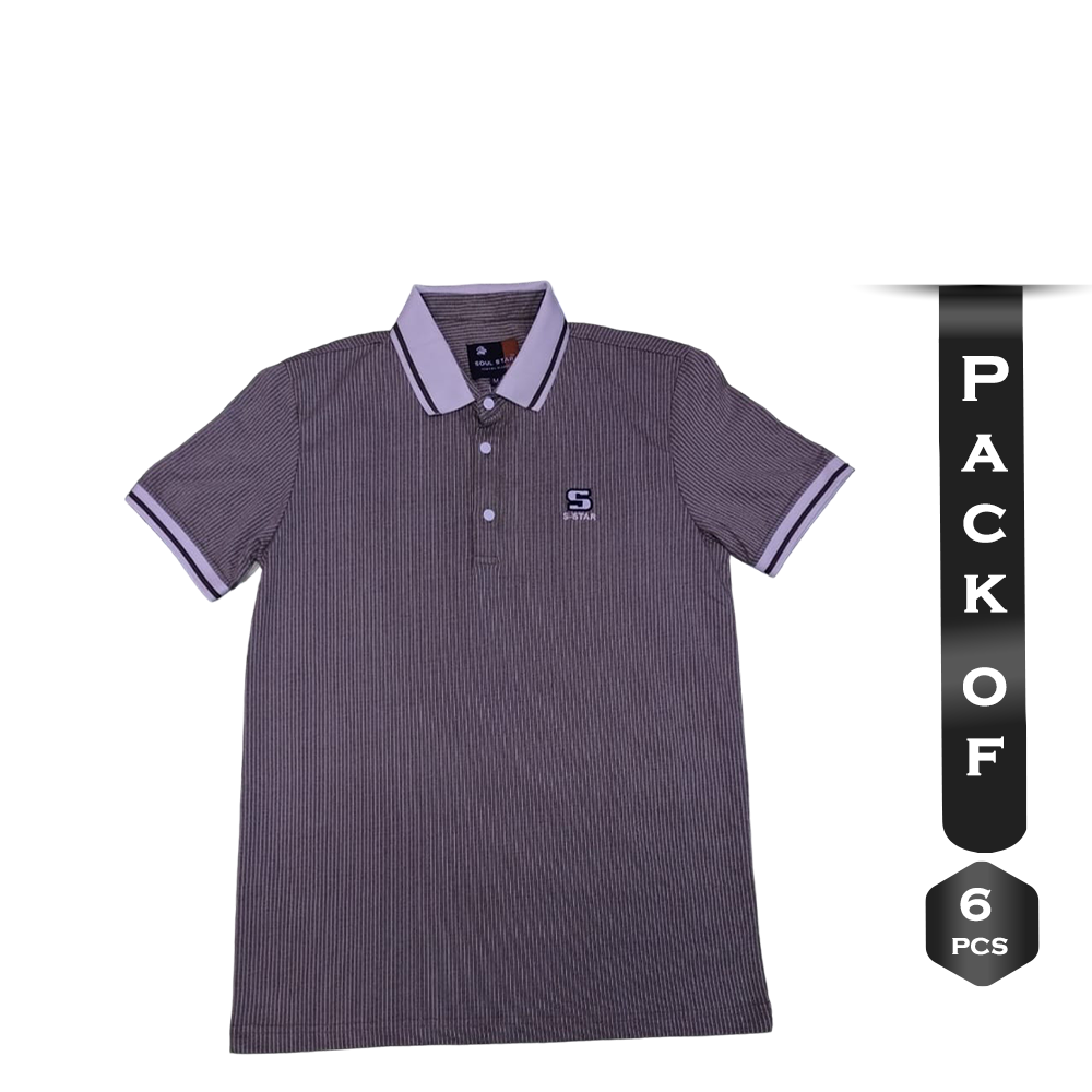 Pack Of 6 Pcs Cotton Polo For Men - Purple - 3.17