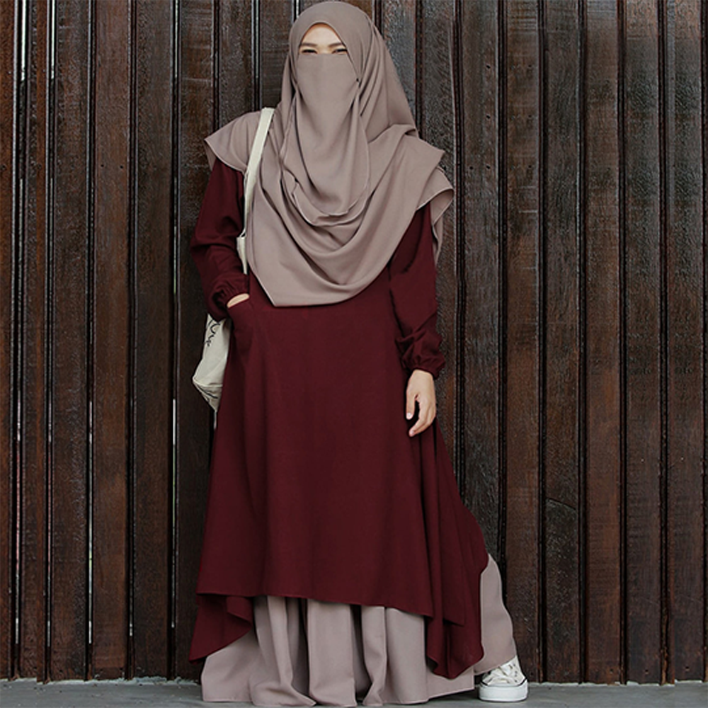 Dubai Cherry Irani Queen Stylish Abaya and Borkha - Maroon - B_456