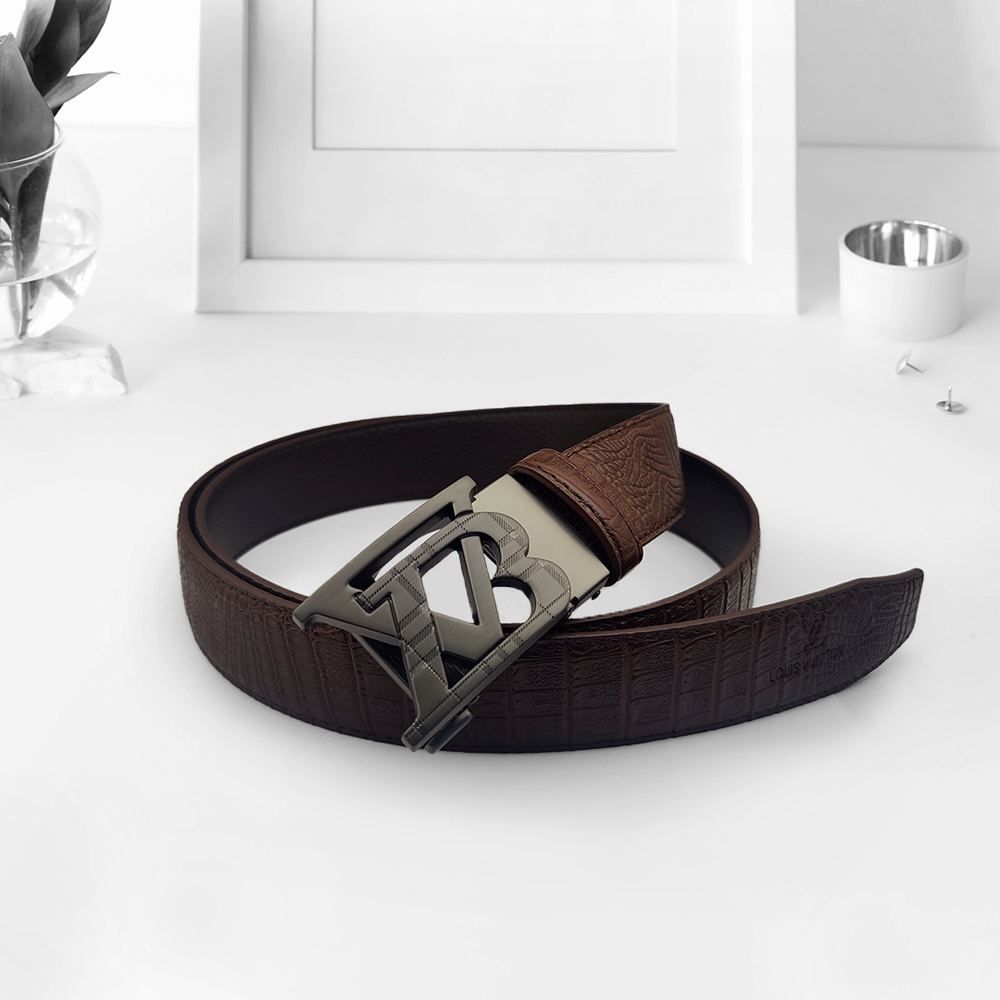 Leather And Metal Belt for Men - Black