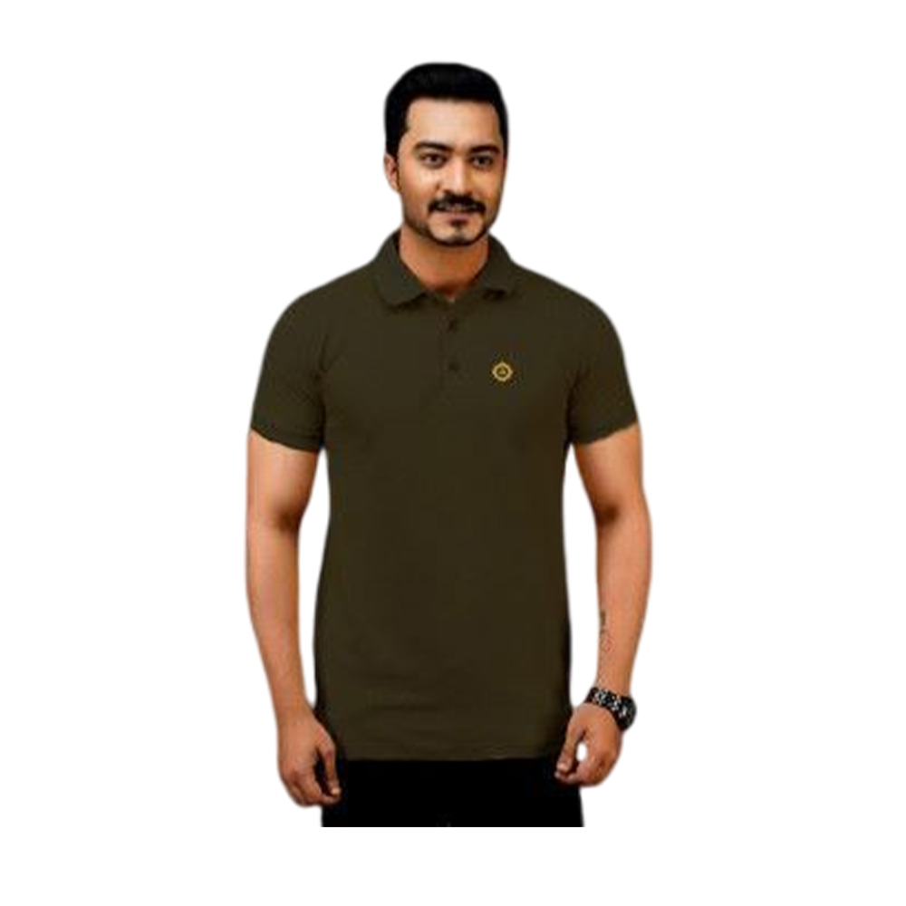 PK Cotton Half Sleeve Polo Shirt For Men - Dark Olive - PT-28