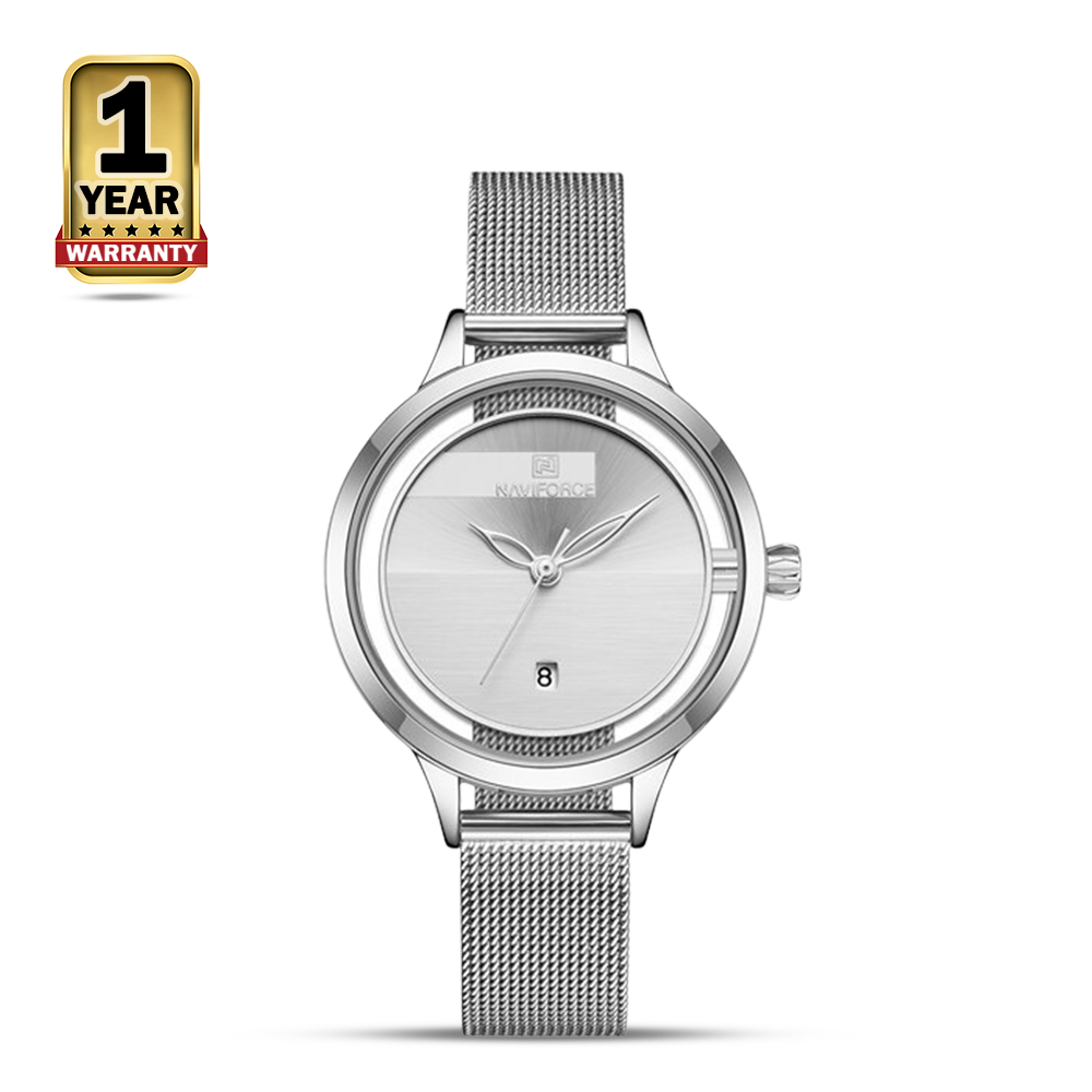 NAVIFORCE NF5014 Stainless Steel Analog Watch For Women - Silver