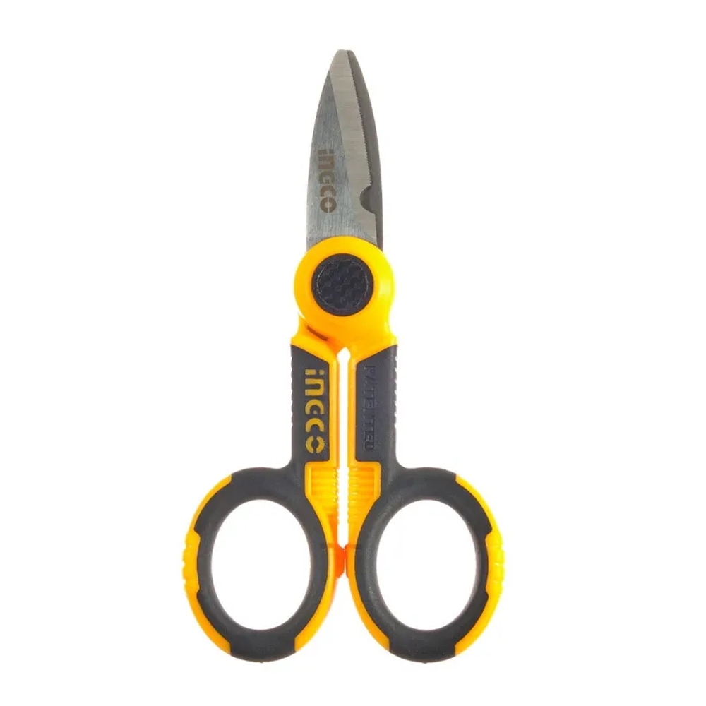 Ingco HES02855 Electrician's Scissors - 5.5 Inch - Yellow and Black