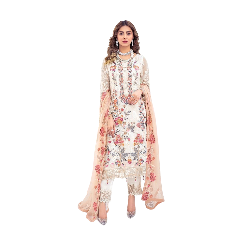 Pakistani Designed Gorgeous Party Wear - SK -272 - White