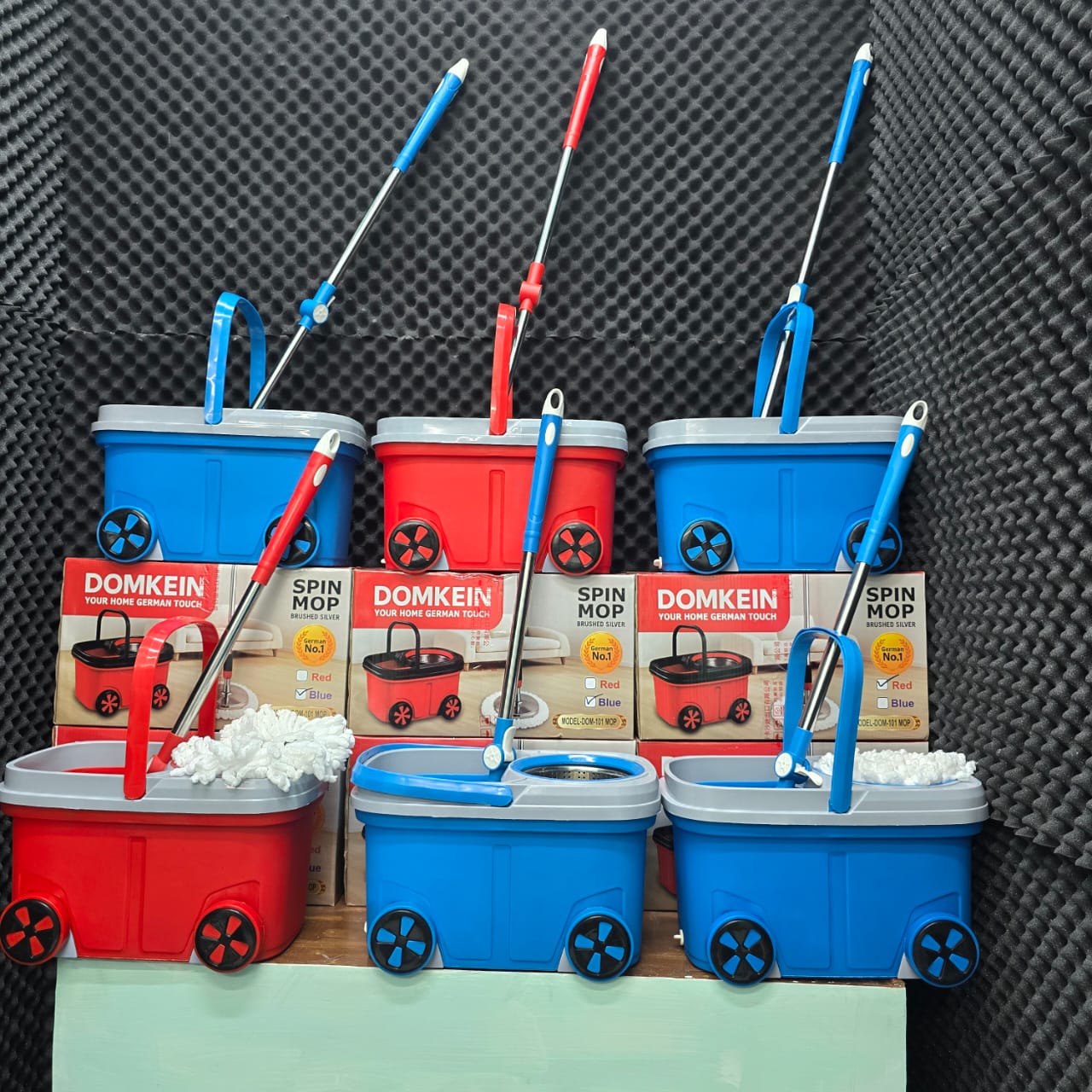 Domkein Plastic and Fiber Spinning Mop With Bucket 