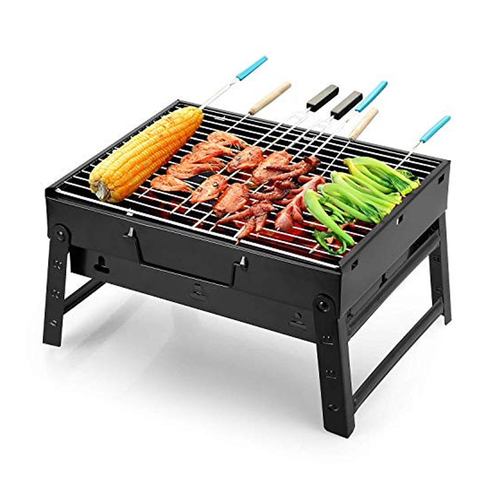 Portable Charcoal BBQ Grill Machine - 13 Inch - Black