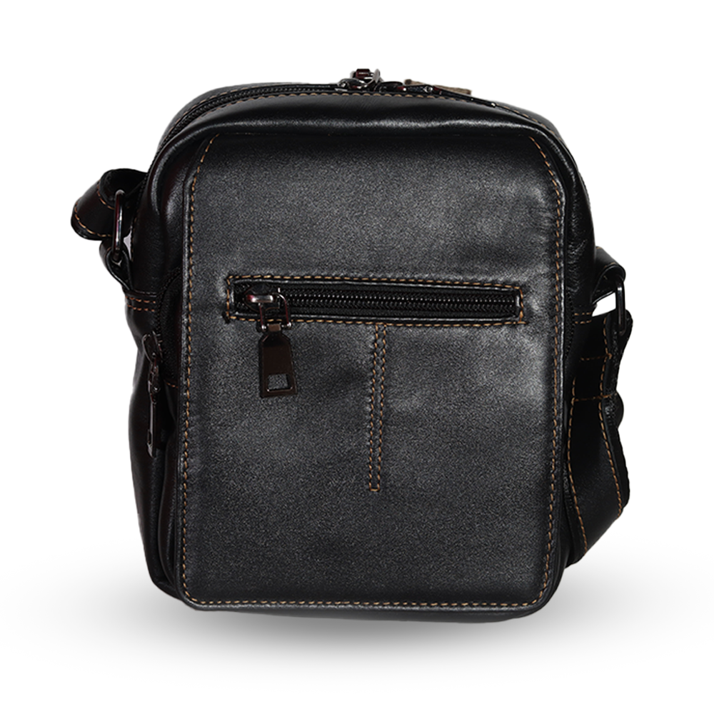 Zays Leather Messenger Bag - Black - BG15