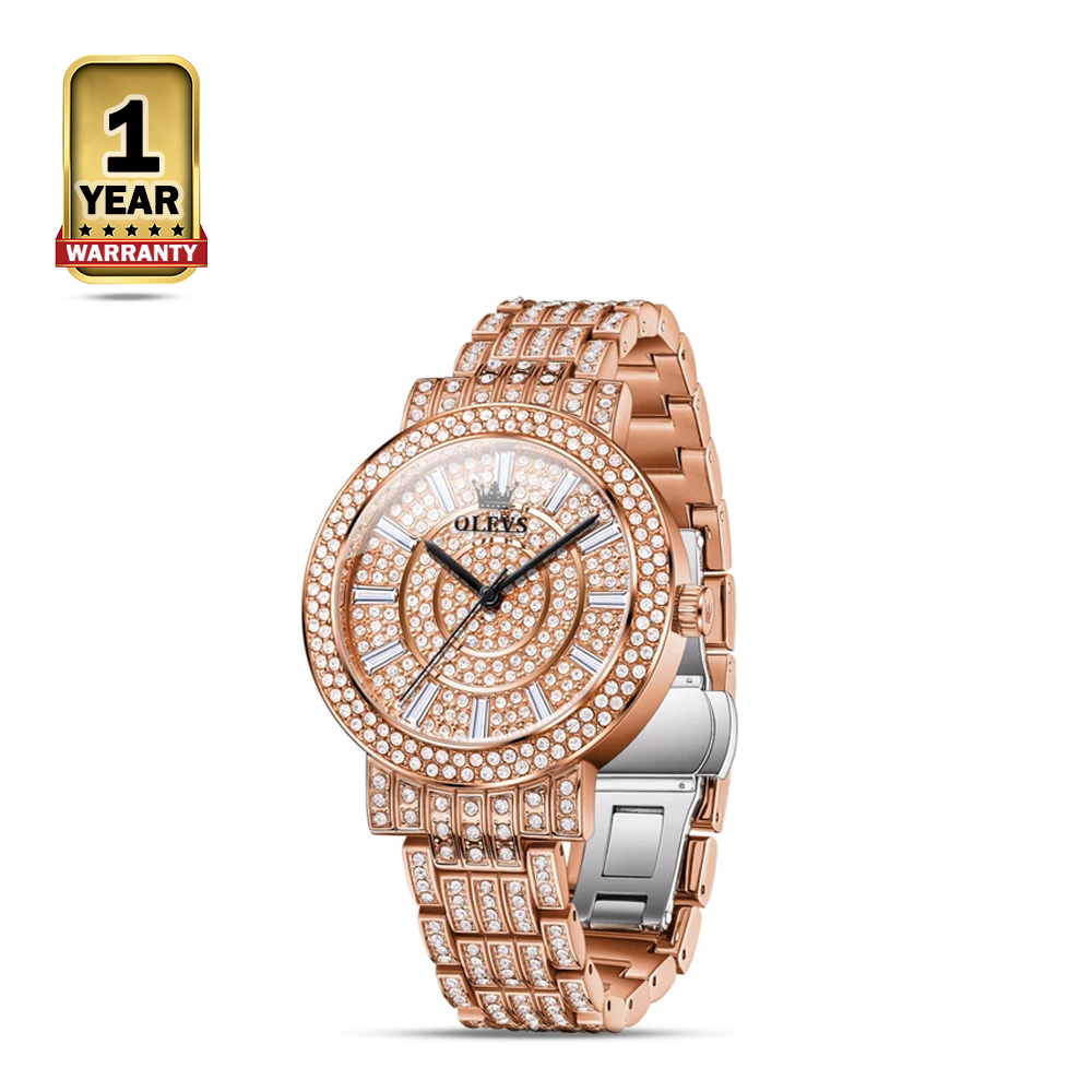 OLEVS 9904 Stainless Steel Wrist Watch For Women - Rose Gold