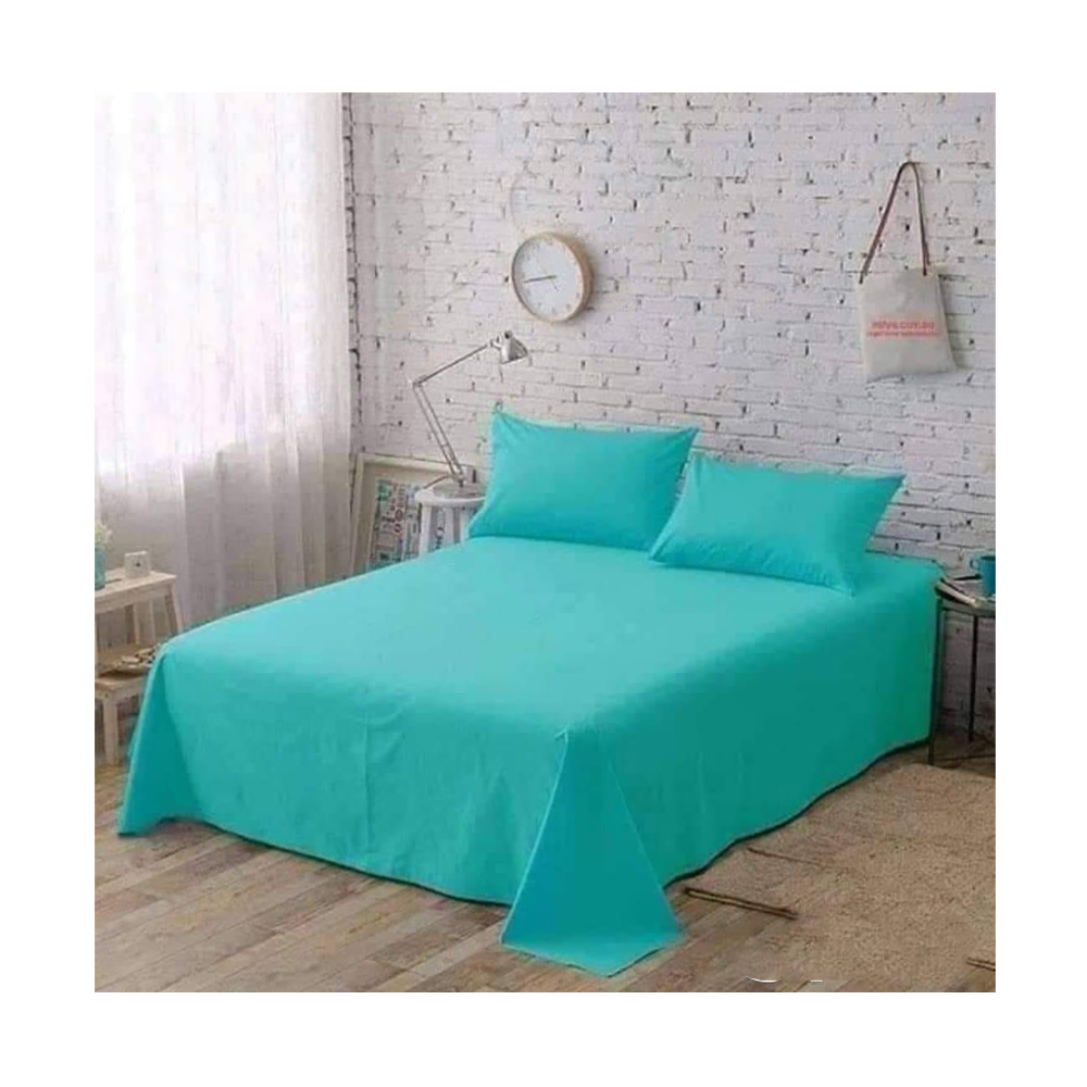 King Size Cotton Panel Bedsheet - ST-048 - Sky Blue