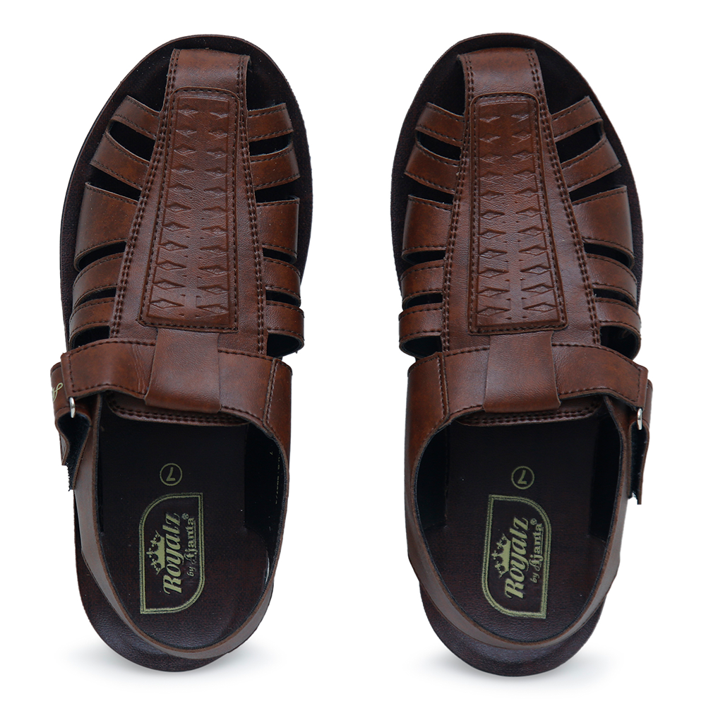 Ajanta Royalz PU Leather Sandal For Men - Brown - PUG 8047