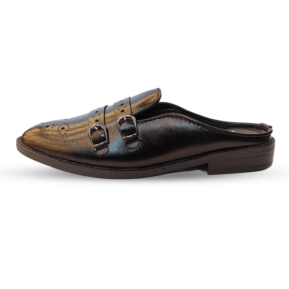 Reno Leather Half Shoes For Men - Black - RH4036