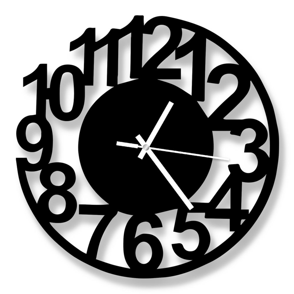Decorative MDF Wooden Wall Clock - Black - DC-1043