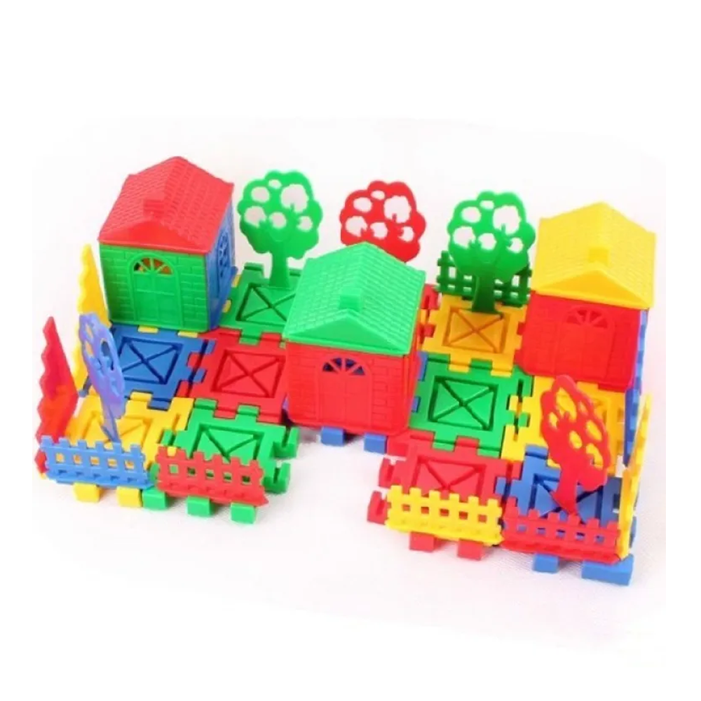 Set of 48Pcs Colorful Block Set Educational House Building Blocks For Kids