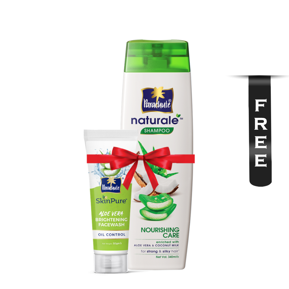 Parachute Naturale Shampoo Nourishing Care - 340ml With Aloe Vera Oil Control Facewash - 50gm Free - EMB100