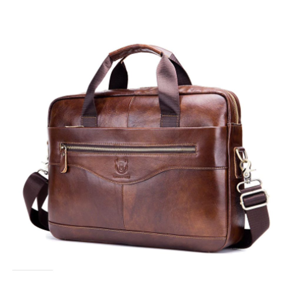 Bullcaptain Leather Handbag For Men - Chocolate
