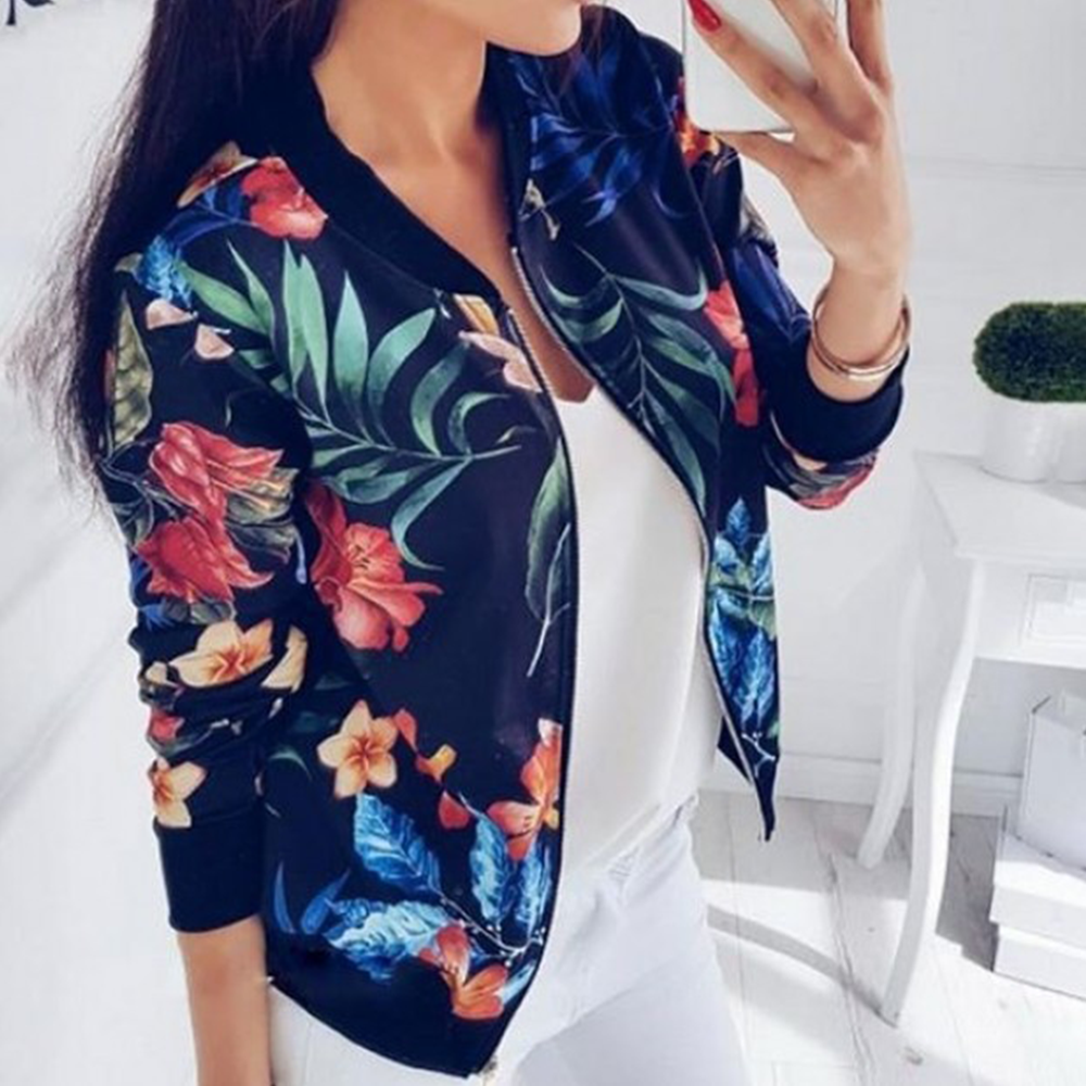 Polyester Printed Winter Jacket For Women - Multicolor - 107