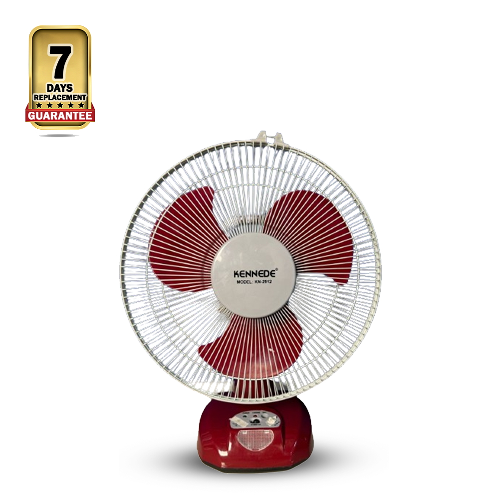 Kennede 2912 Multi-Function Rechargeable Fan - 12 Inch - Red