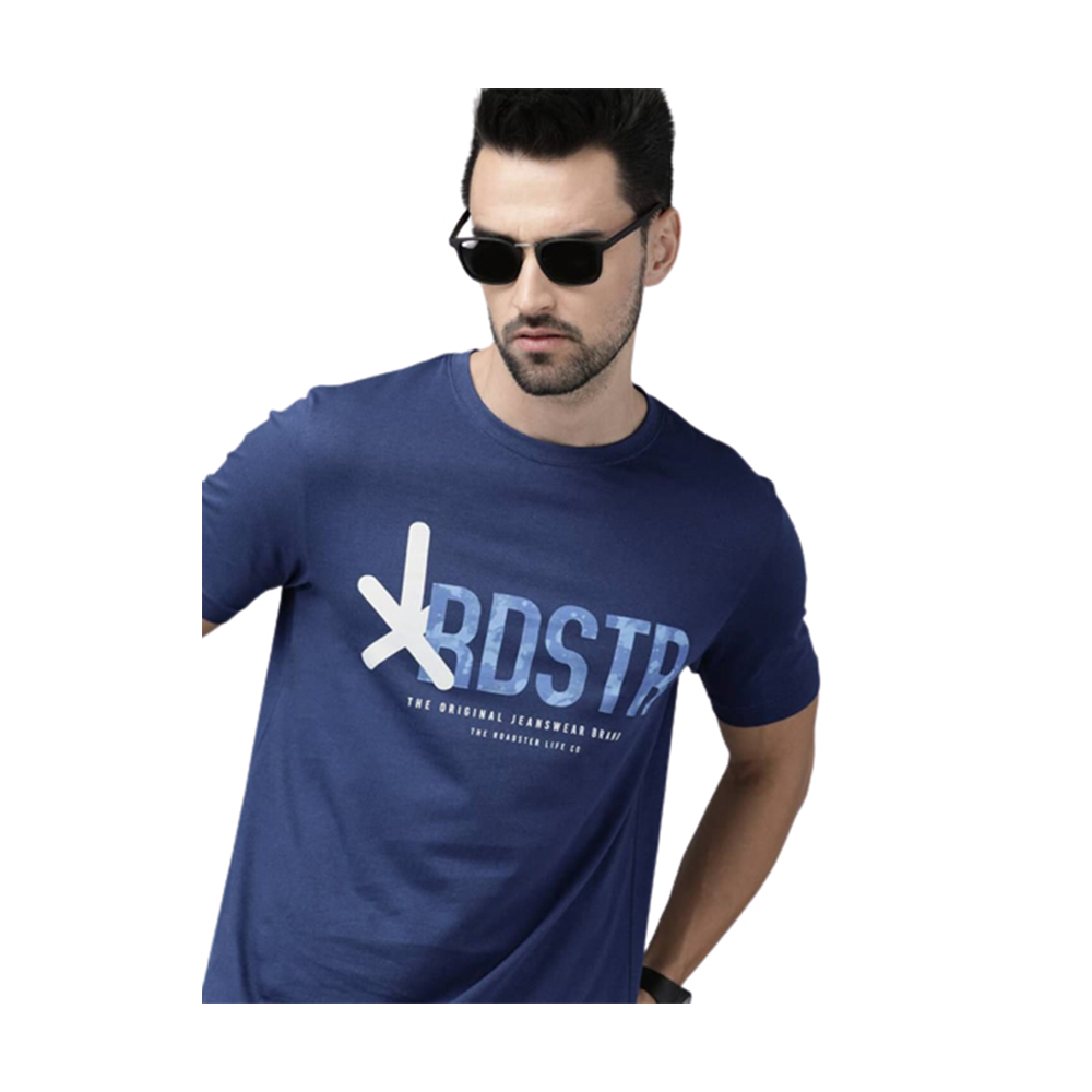 Cotton Half Sleeve T-Shirt for Men - Blue - TS-40