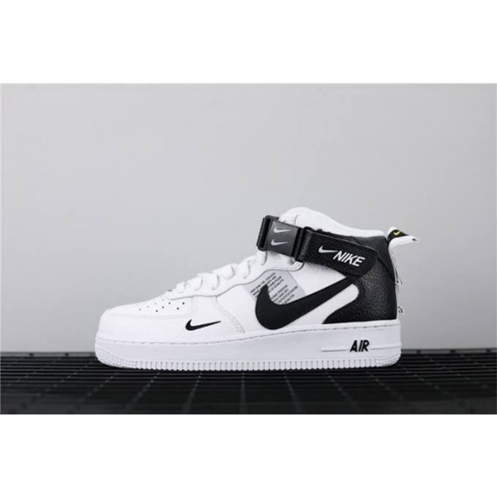 PU Leather AirForce 1 High Neck Sneakers for Men - White and Black