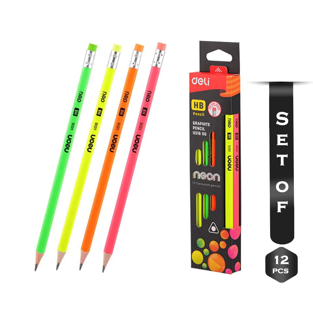 Pack of 12 Pcs Deli U51600 Neon Graphite HB Pencil