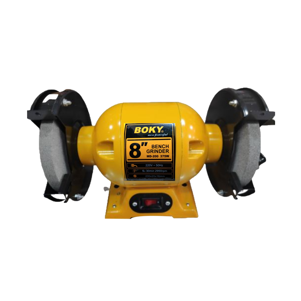 BOKY MD-200 Bench Grinder - 8 Inch - 375 W - Yellow and Black