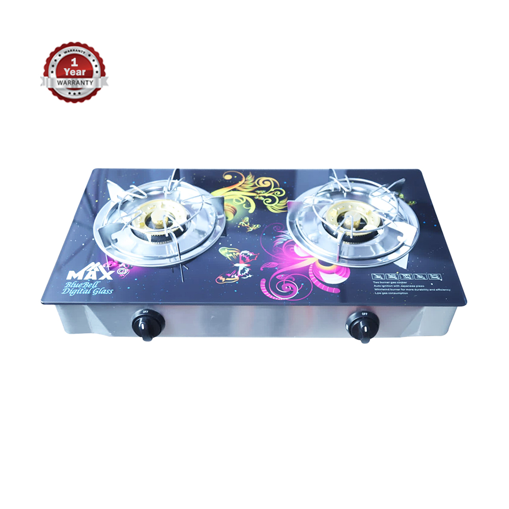 MAX MX-401 Bluebell Digital Glass Double Burner Gas Stove