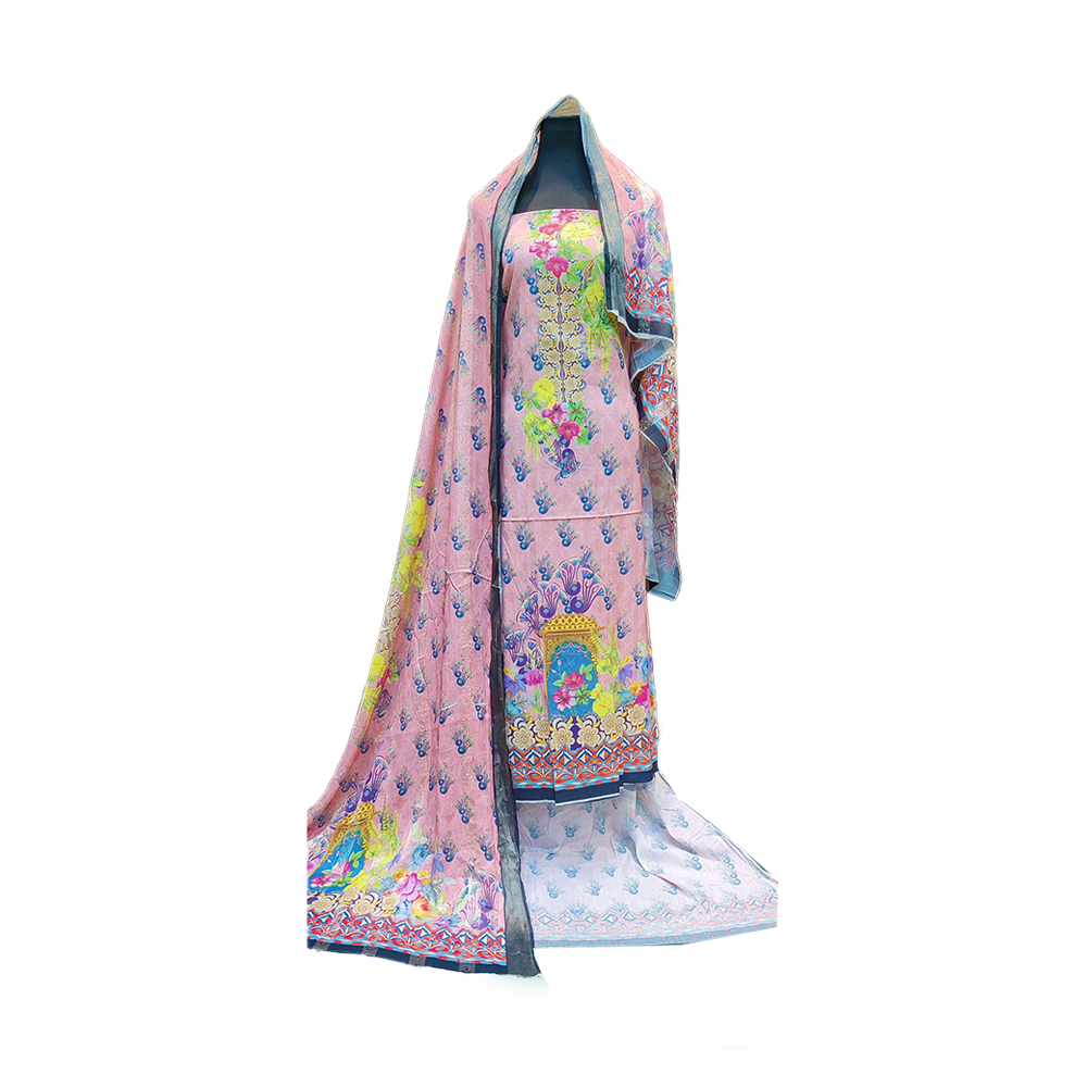 Proud PL-SL00045 Unstiched Cotton Computer Digital Print Lawn Salwar Kameez For Women - Deep Salmon