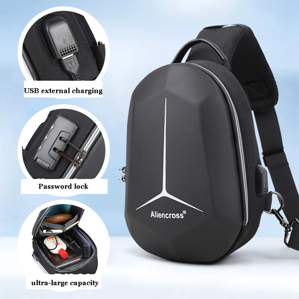 US 1-2 Pcs Sling Backpack USB Port Anti-Theft Men's Chest Shoulder Crossbody Bag, Size: One Size