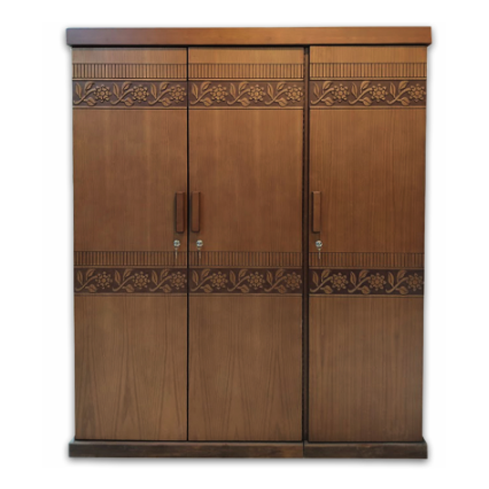 Solid Wood Rose Design 3 Door Almirah - 5x6 Feet - ZF-3D-AL-01