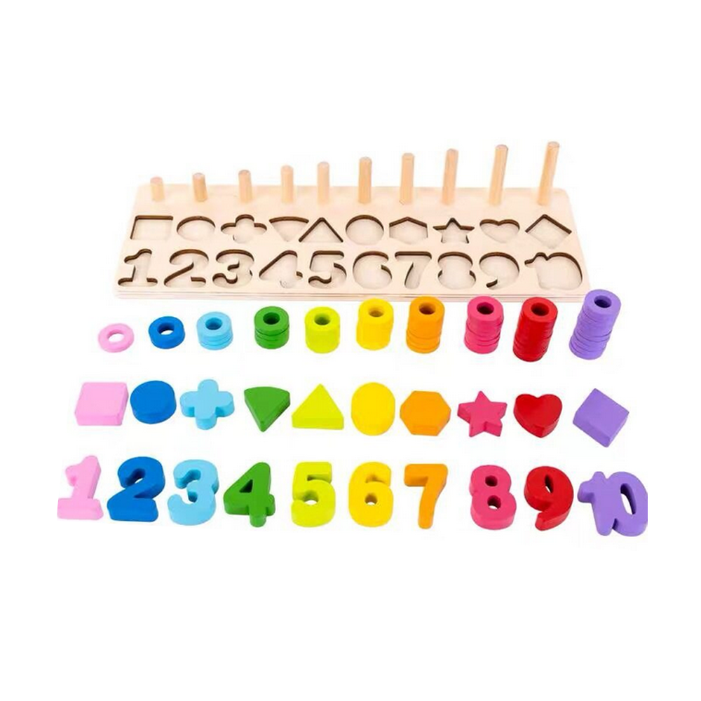 Wooden Number Puzzle Sorting Montessori Toys For Toddlers - Shape