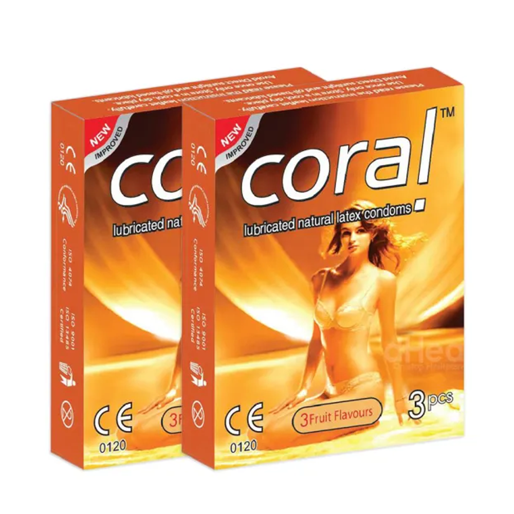 Pack of 3 Pcs Coral 3 Fruits Flavors Condom