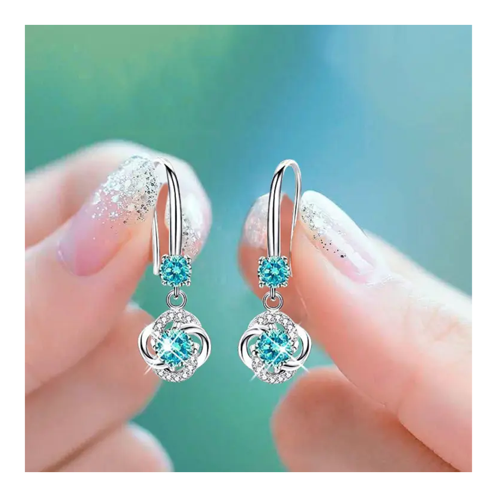 Crystal Style Dangle Earrings  for Women - Blue 