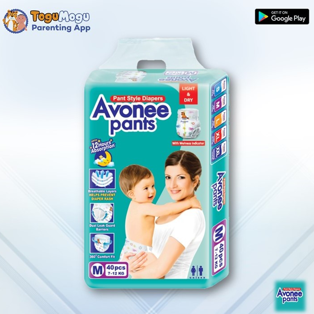 Avonee Pants Baby Diaper - Medium - 7-12 Kg- 40Pcs