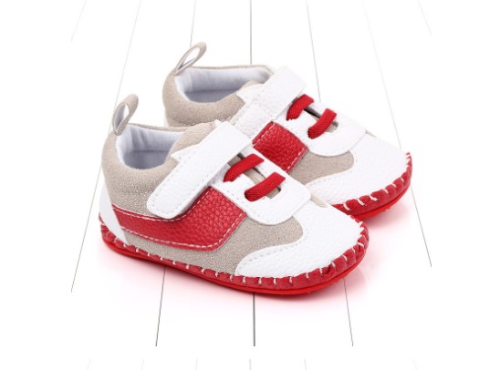 Armandy Artificial PU Leather Baby Boy Shoe - White and Red