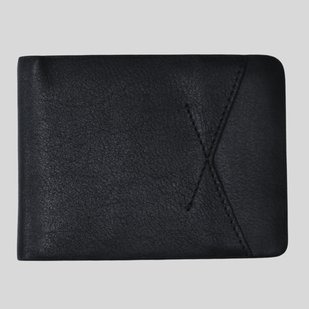 Zays Leather Bifold Short Wallet - Black - ZSW103