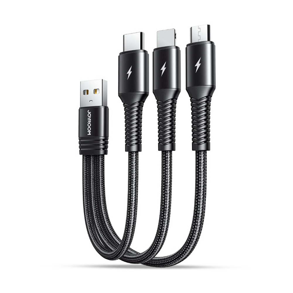 JOYROOM 3 in 1 3.5A USB-C Lightning Micro USB Cable - Black