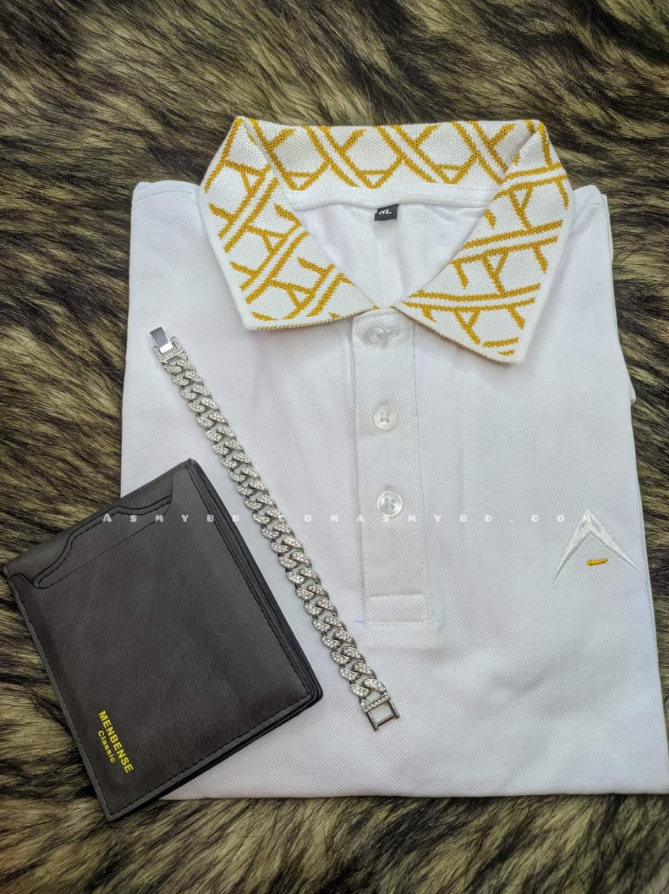 Combo Offer Of Cotton T-shirt with Wallet and Bracelet For Men - White